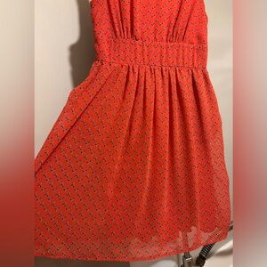 Maurices Red Dress with Floral Pattern and Pockets